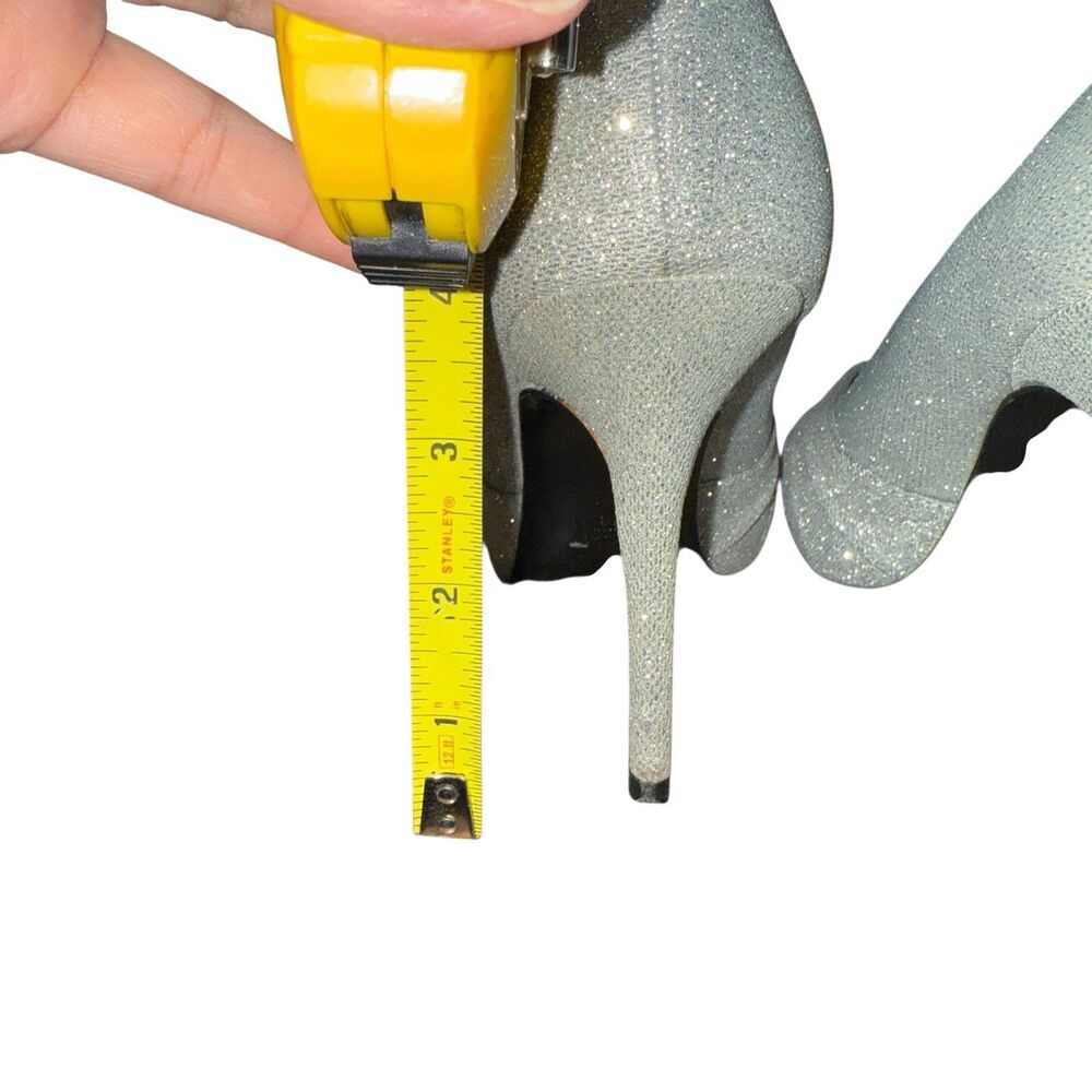 I MILLER Women’s Sparkly Silver Stiletto Peep Toe Pump Size 8.5 - Picture 5 of 8